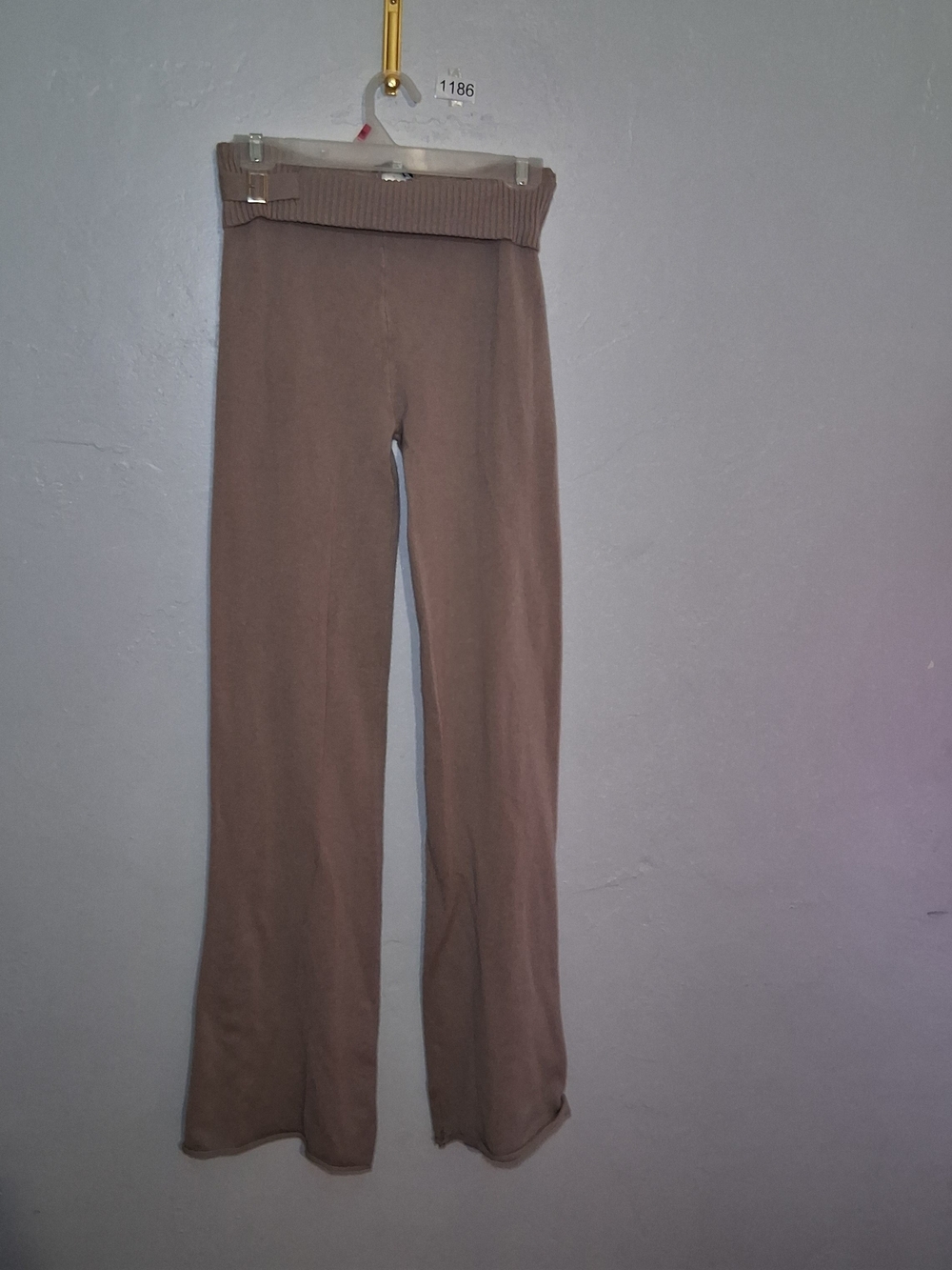 Fashion Nova Ribbed Fold-Over Waist Flare Pants - Brown